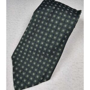 Brooks Brothers Tie Pure Silk‎ Green Geometric Blue Made In USA Woven In England